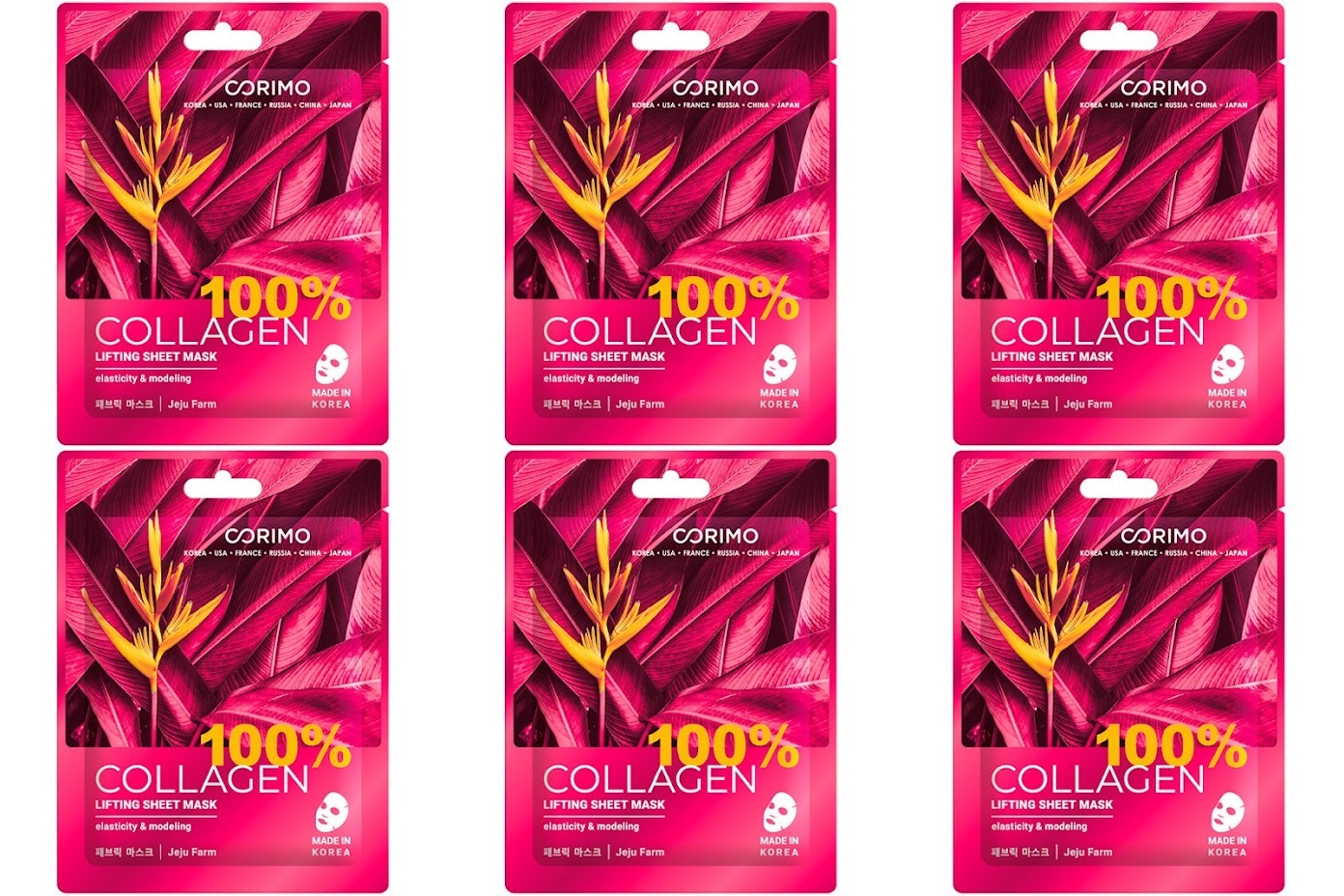 

Тканевая маска для лица Corimo лифтинг 100% collagen 22г 6шт, 8809722153177