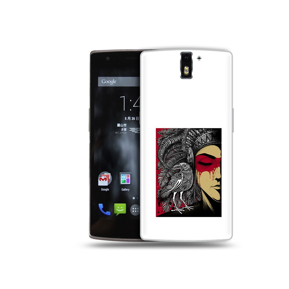 

Чехол MyPads Tocco для OnePlus One девушка с вороном в абстракции, Прозрачный, Tocco