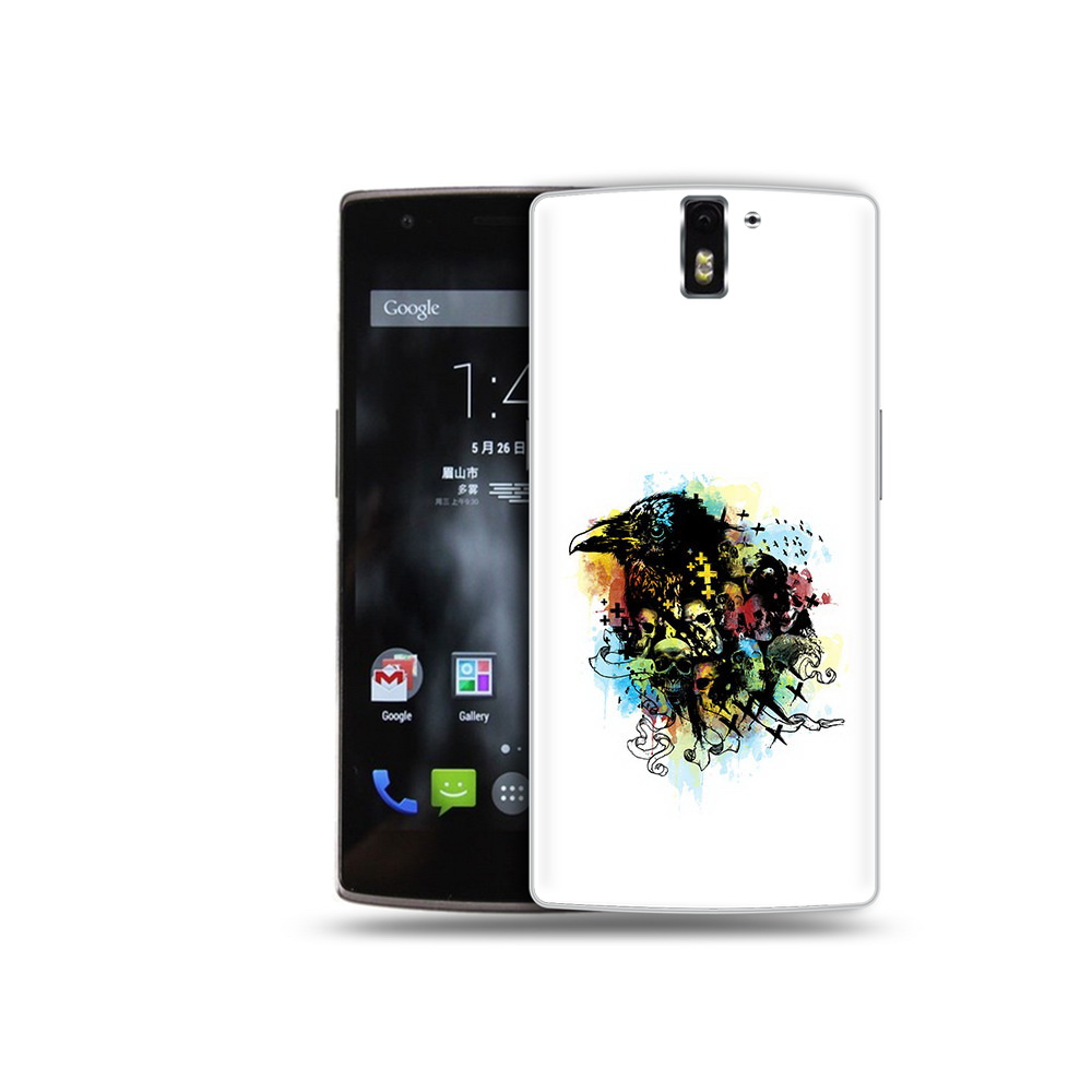

Чехол MyPads Tocco для OnePlus One ворон и черепа, Прозрачный, Tocco