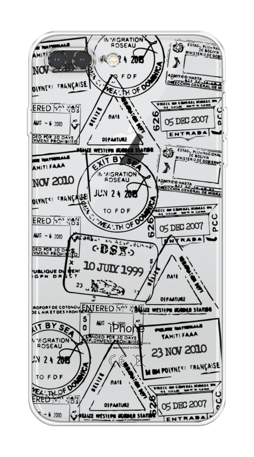 

Чехол на Apple iPhone 7 Plus "Visa stamps 2", Белый;черный;серый, 10750-1