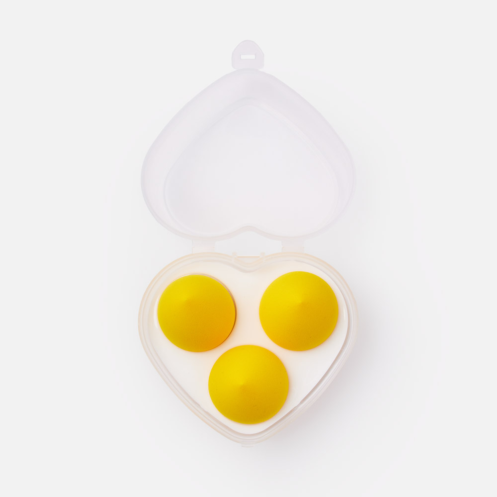 Набор спонжей косметических Abero желтые, 3 шт. декор пасхальный на палочке яйцо бисер набор 6 шт разно ные 5х3х3 см