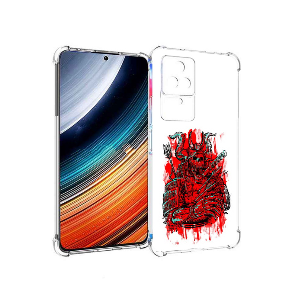 

Чехол MyPads красный скелет воин для Xiaomi Redmi K40S/Poco F4, Прозрачный, Tocco