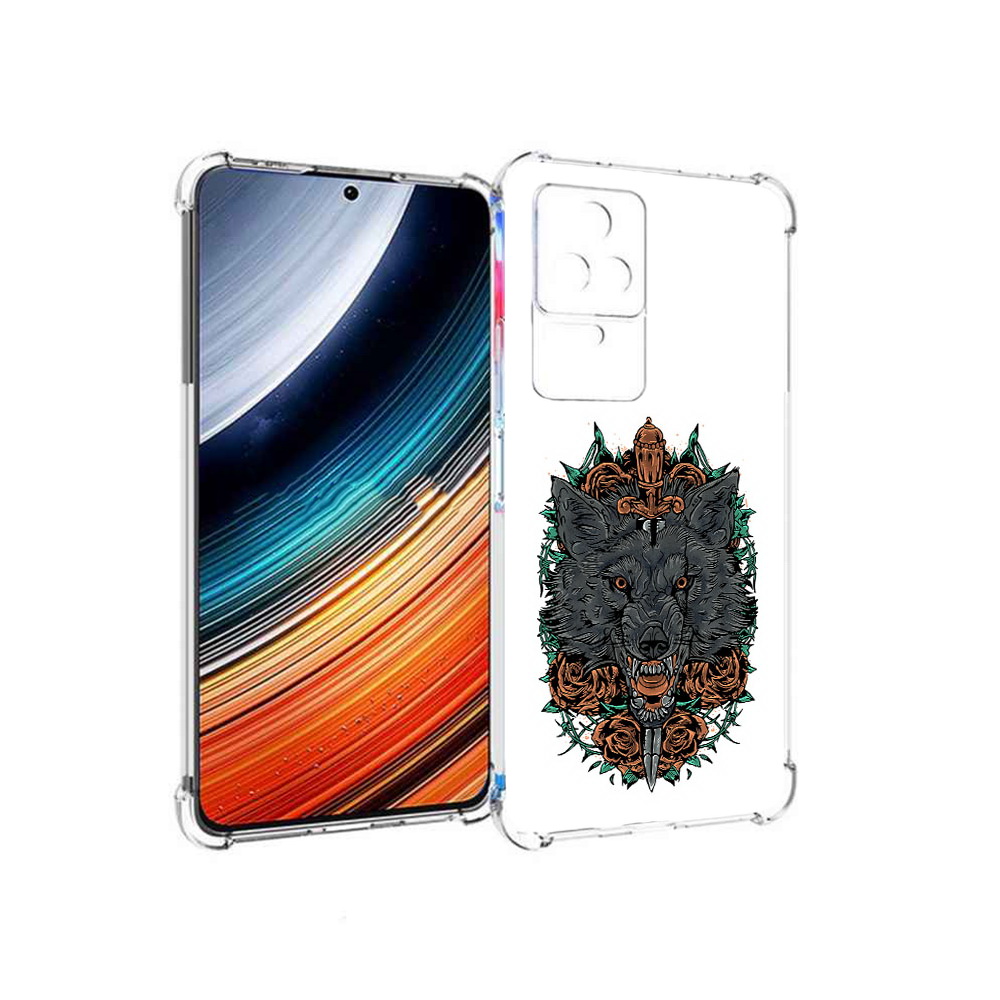 Чехол MyPads красивый злой волк для Xiaomi Redmi K40S/Poco F4