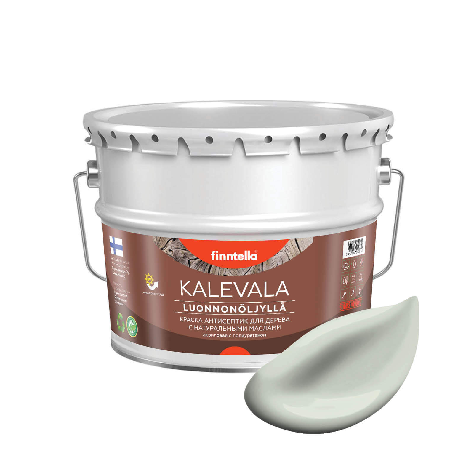 

Краска для дерева и деревянных фасадов FINNTELLA KALEVALA, с натуральным маслом и полиурет, Зеленый, KALEVALA NLC