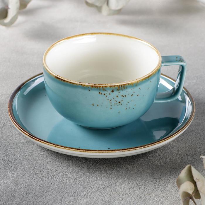 Чайная пара Magistro «Церера», чашка 250 мл, блюдце d=16 см, цвет голубой