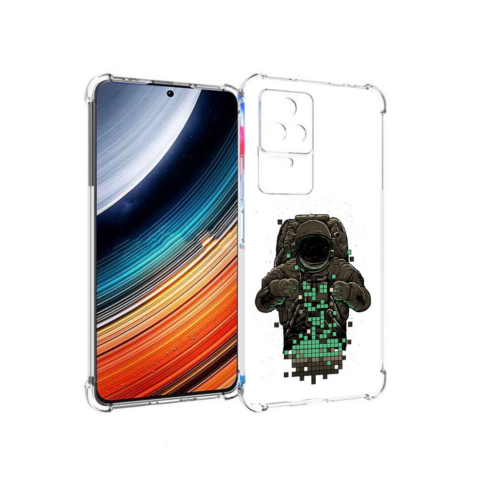 

Чехол MyPads космонавт с пикселями для Xiaomi Redmi K40S/Poco F4, Прозрачный, Tocco