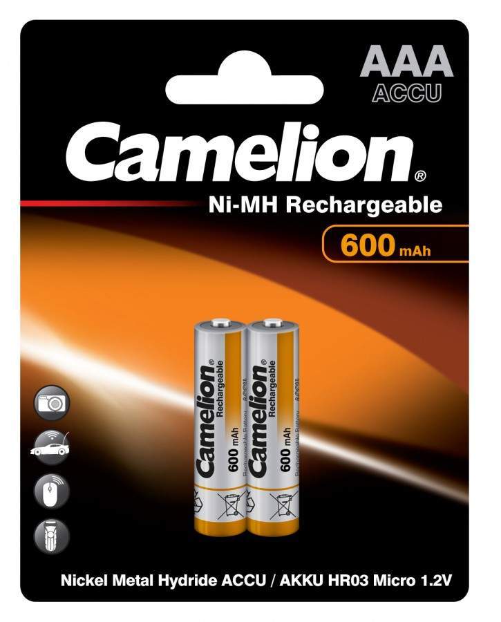 Аккумулятор Camelion R03 600mAh Ni-MH BL2 (арт. 327382) аккумулятор camelion r6 1800mah ni mh bl2 арт 327377