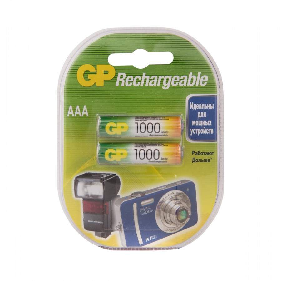 Аккумулятор GP R03 1000mAh 100AAAHC/R03 Ni-MH BL2 (арт. 18525) аккумулятор gp batteries аа пальчиковый lr6 1 2 в 2700 мач 2 шт