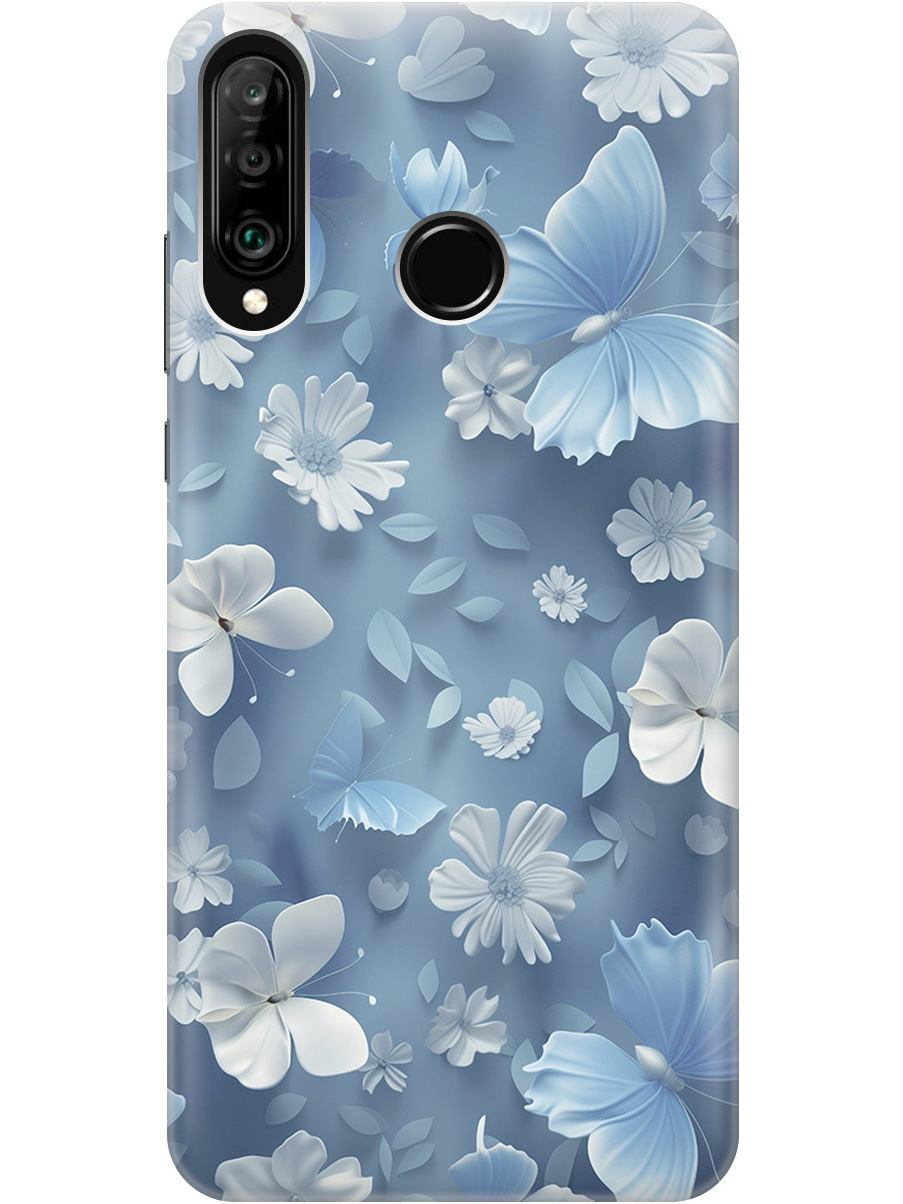 

Силиконовый чехол на Honor 20 Lite/20s, Huawei P30 Lite с принтом "Голубые бабочки", Прозрачный;белый;голубой, 720772010