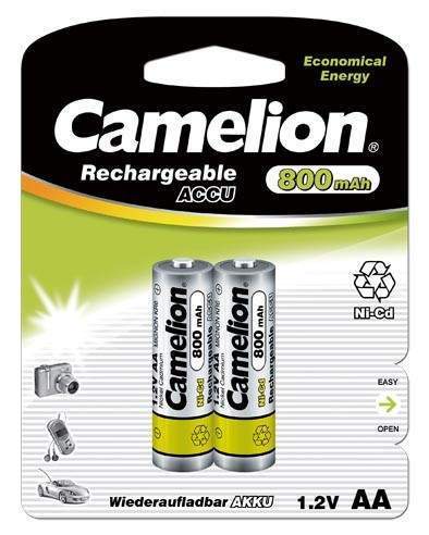 Аккумулятор Camelion R6 800mAh Ni-Cd BL2 (арт. 3817) батарейка aa hr6 1 2v аккумулятор ni mh 2300mah блистер 2шт camelion c 230aakcбл