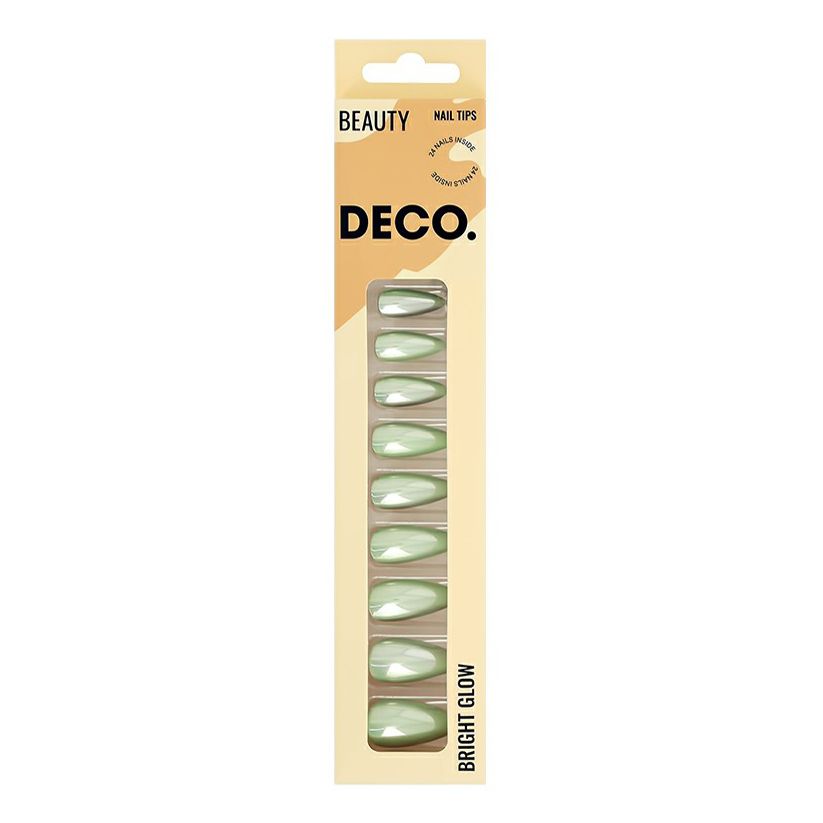 Накладные ногти с клеевыми стикерами Deco Bright Glow green shine 24 шт