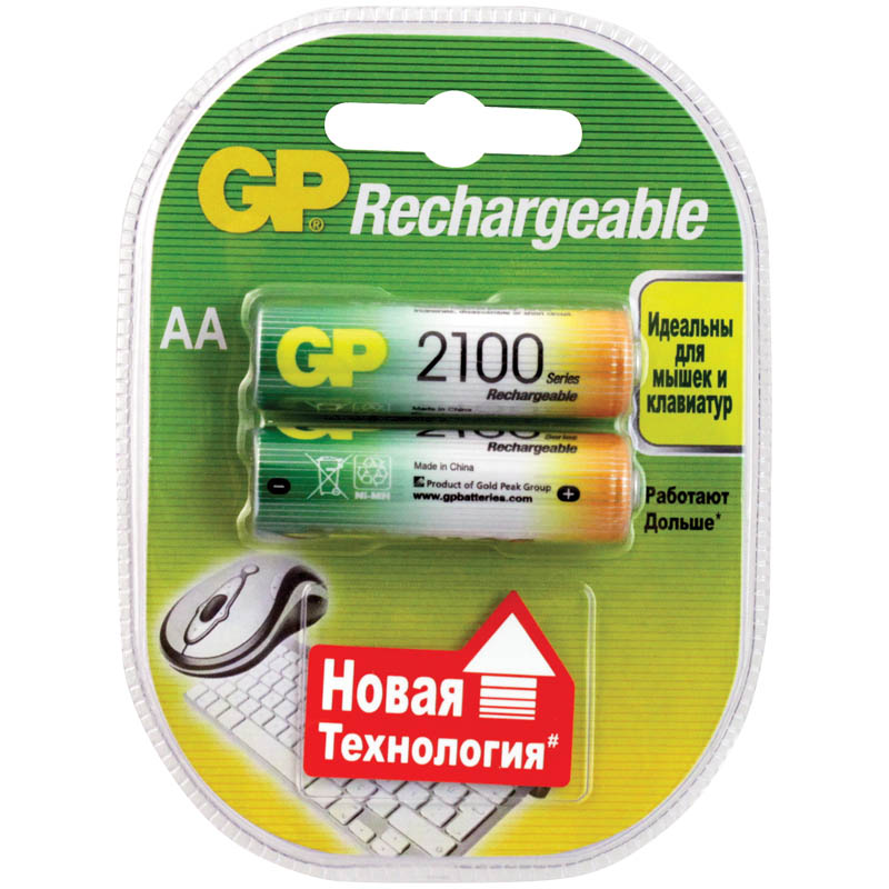 Аккумулятор GP AA (HR06) 2100mAh 2BL (арт. 064906) аккумулятор gp batteries аа пальчиковый lr6 1 2 в 2700 мач 2 шт