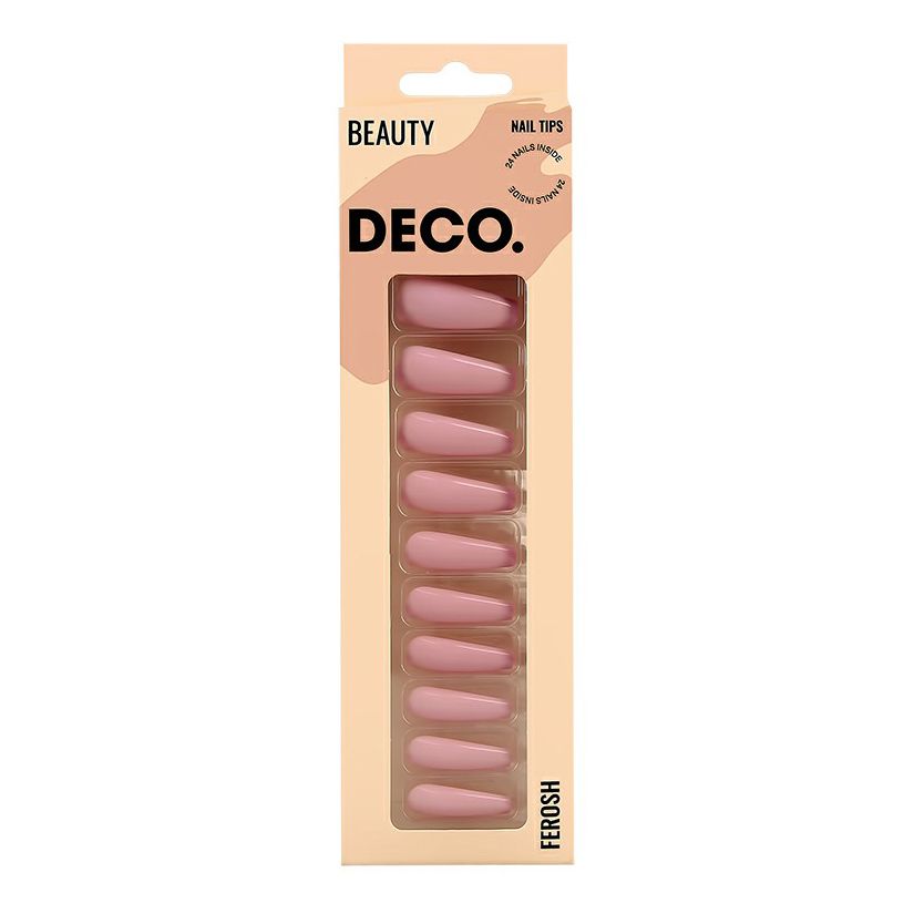 

Накладные ногти Deco ferosh pinky с клеевыми стикерами 24 шт, Розовый