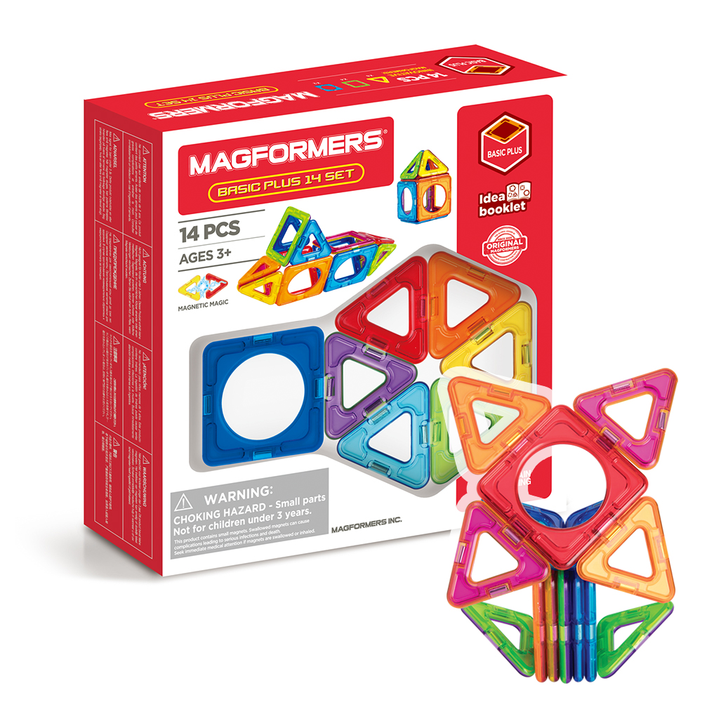 Конструктор магнитный Magformers Basic Plus set, 14 деталей (базовые элементы)
