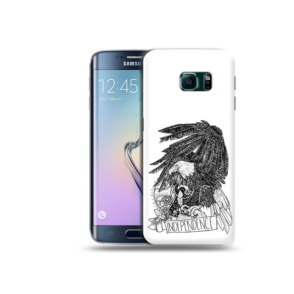 

Чехол MyPads Tocco для Samsung Galaxy S6 Edge черно белый сокол, Прозрачный, Tocco