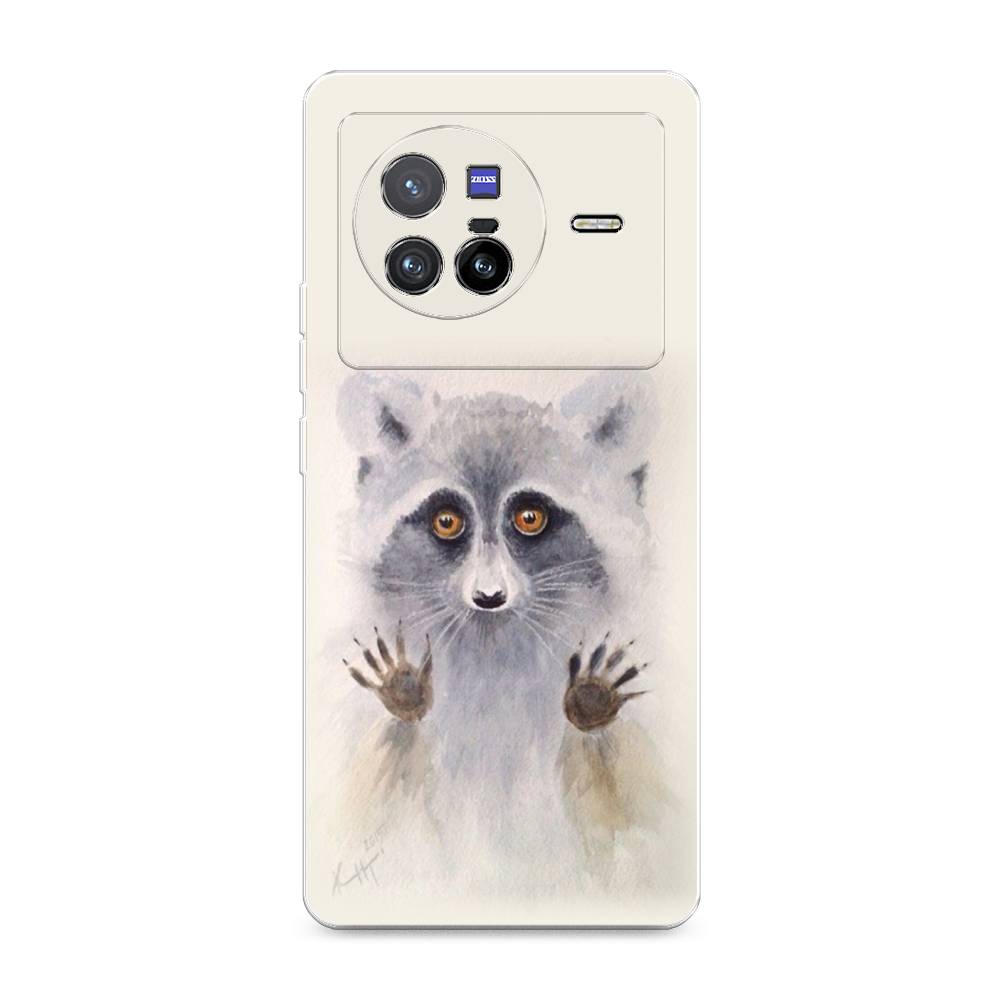 

Чехол на Vivo X80 "Енот за стеклом", Бежевый;серый, 266550-4
