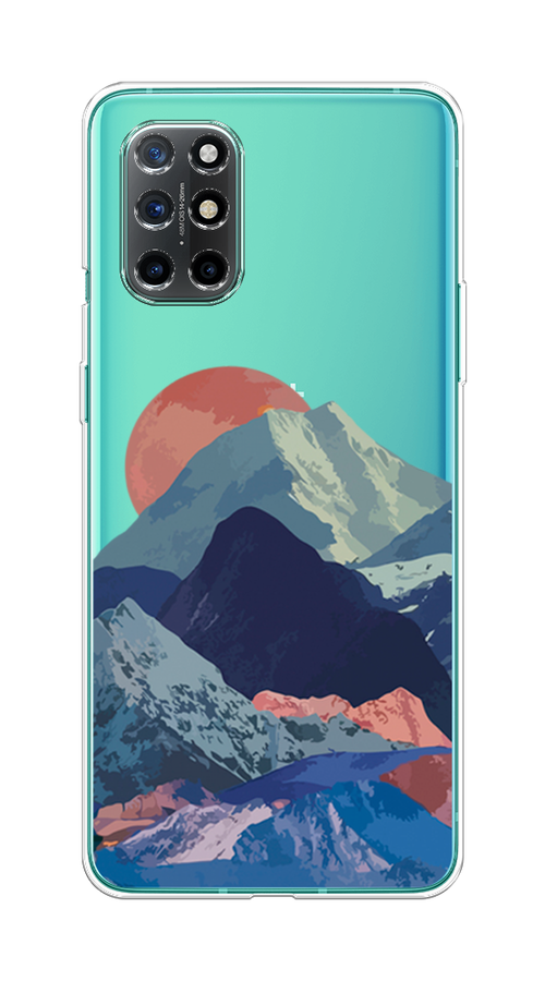 

Чехол на OnePlus 8T "Закат в снежных горах", Красный;серый;голубой, 151150-2
