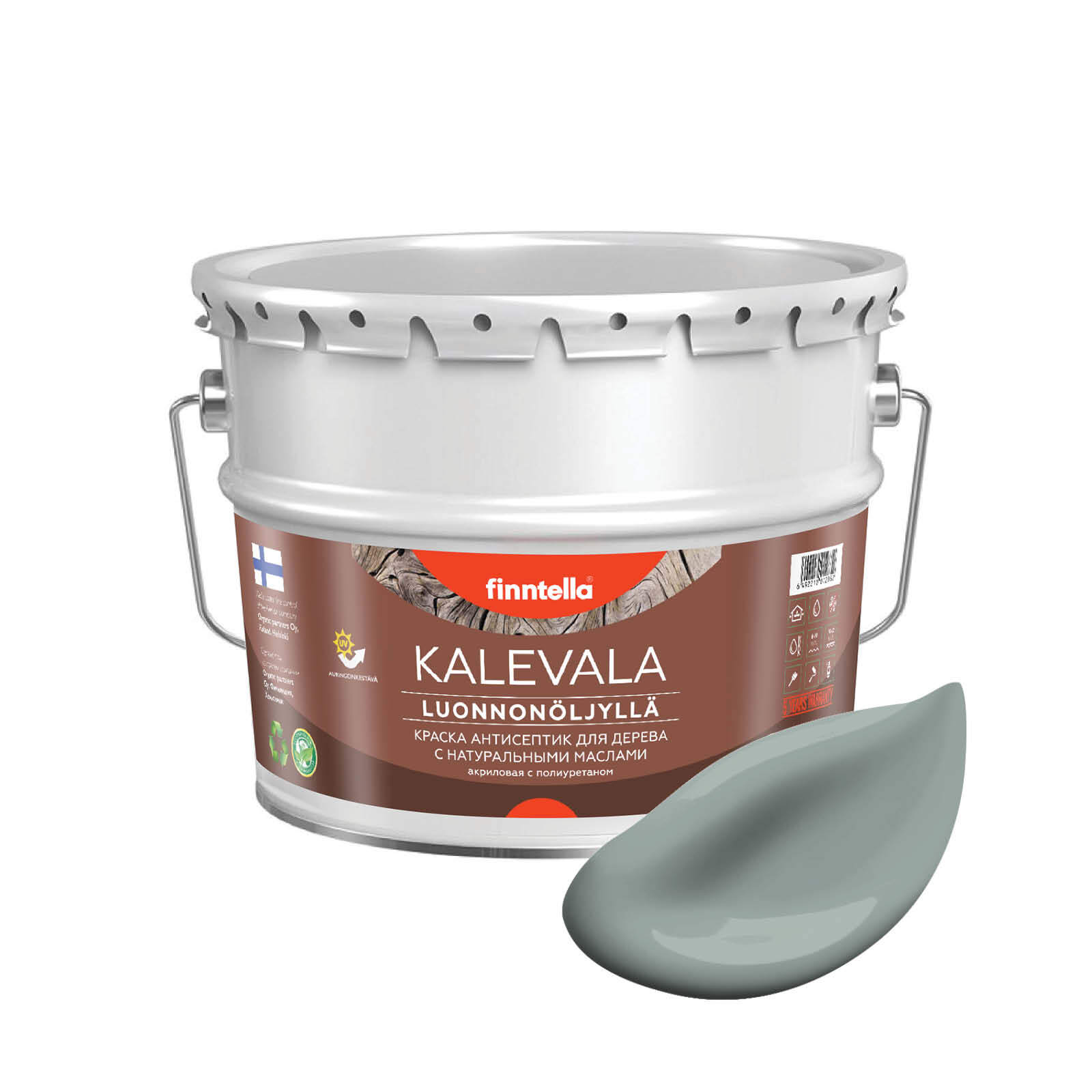 

Краска для дерева и деревянных фасадов FINNTELLA KALEVALA, с натуральным маслом и полиурет, Серый, KALEVALA NLC