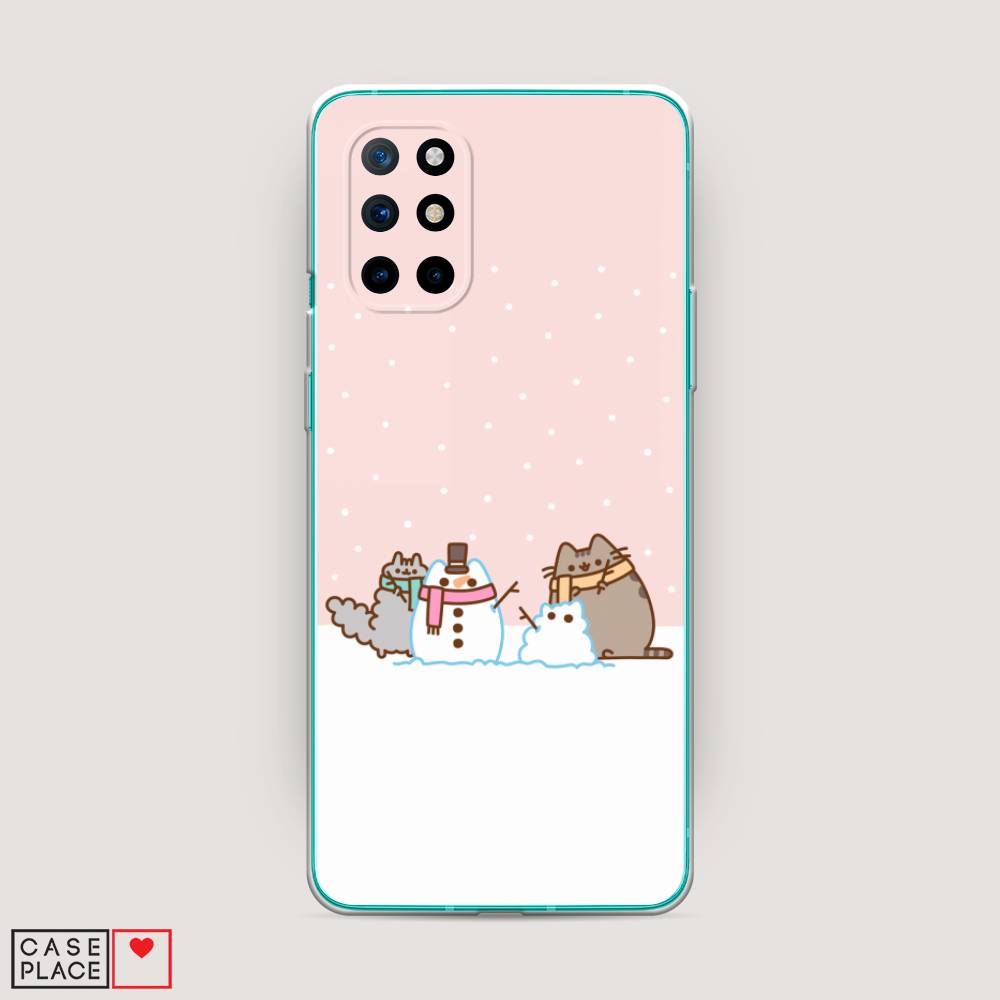 

Чехол на OnePlus 8T "Котики в снегу", Розовый;белый;серый, 151150-5