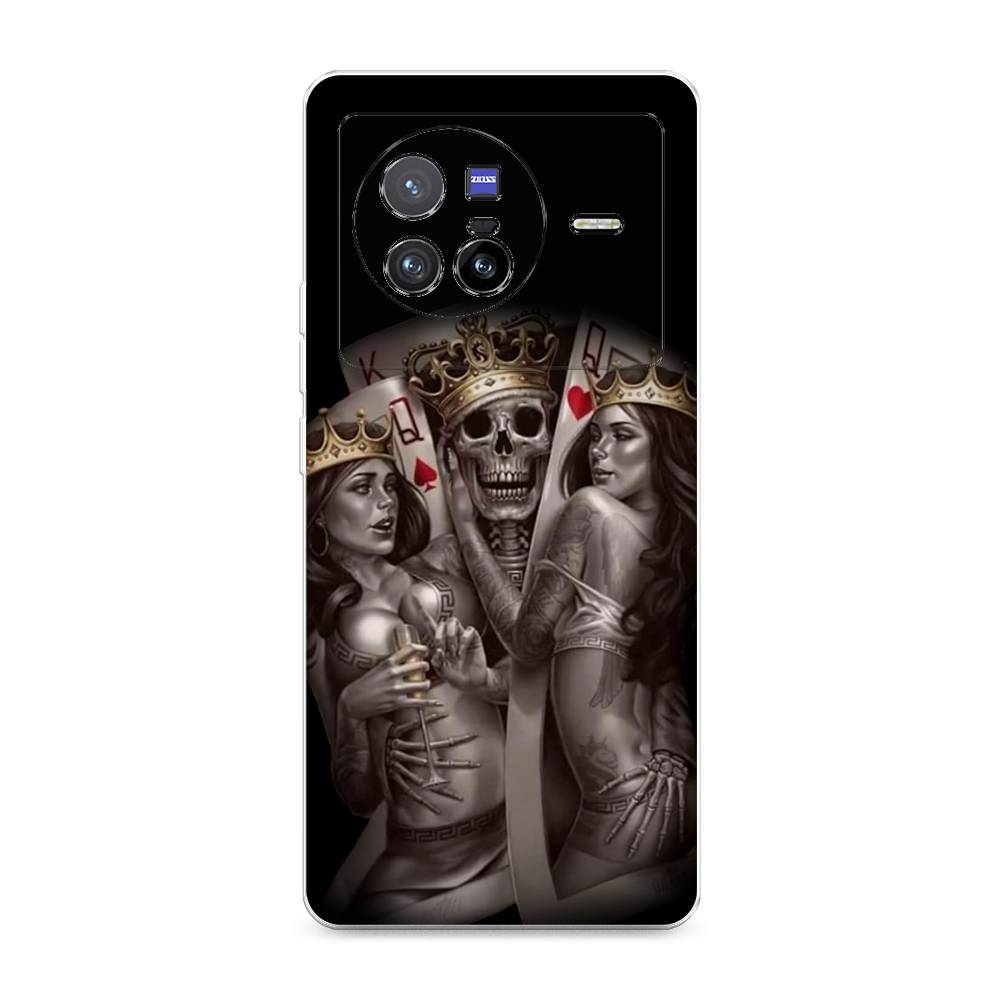 

Чехол на Vivo X80 "Карты король и королевы", Серый;желтый, 266550-6