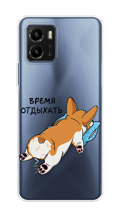 

Чехол на Vivo Y10 "Корги отдыхает", Черный;коричневый;голубой, 266450-1