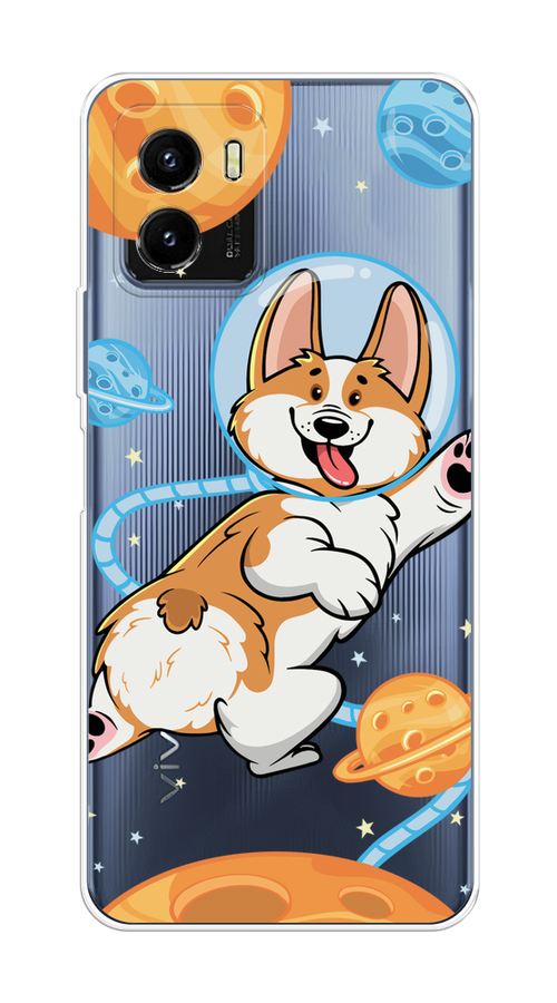 

Чехол на Vivo Y10 "Корги-космонавт", Голубой;бежевый;белый, 266450-1