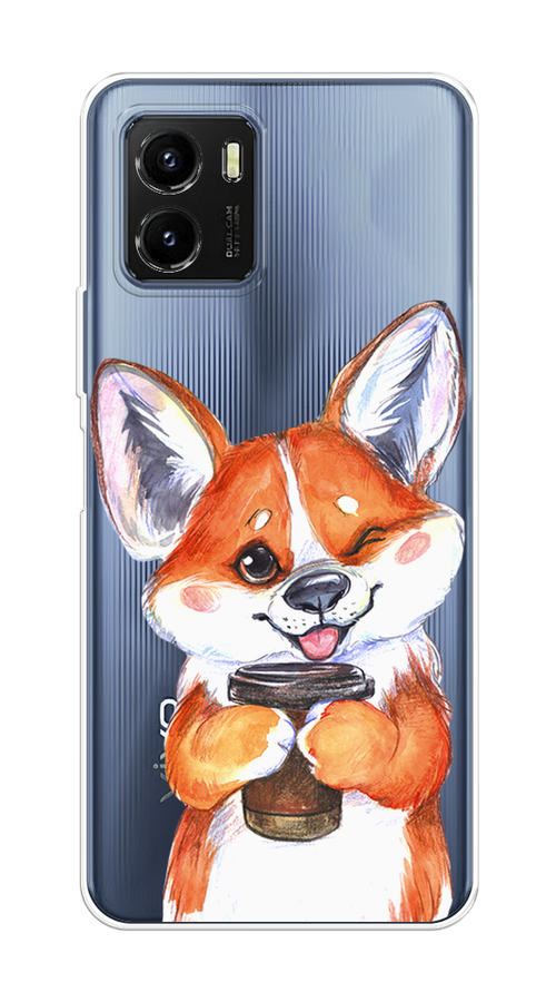 

Чехол на Vivo Y10 "Корги с кофе", Оранжевый;белый, 266450-4