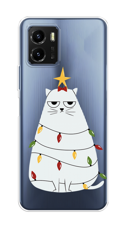 

Чехол на Vivo Y10 "Котик в гирлянде", Белый;красный;желтый, 266450-1