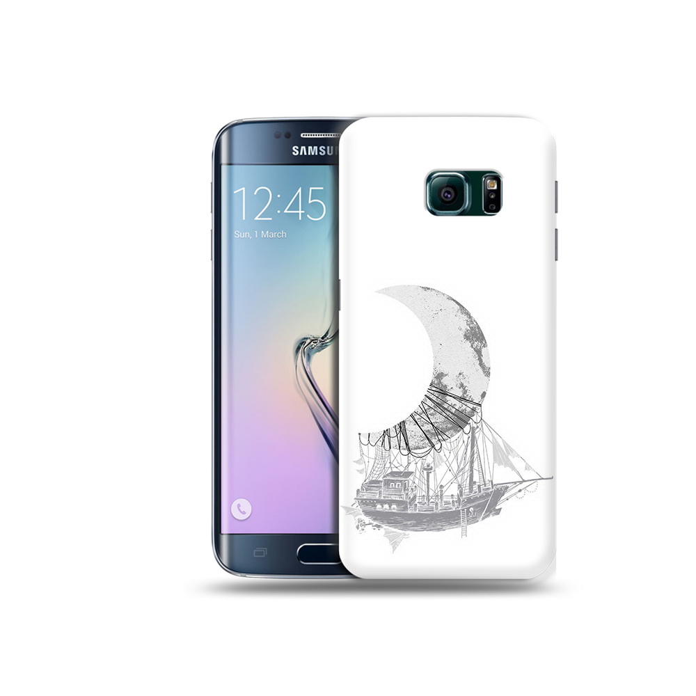 

Чехол MyPads Tocco для Samsung Galaxy S6 Edge черно белый корабль полумесяц, Прозрачный, Tocco