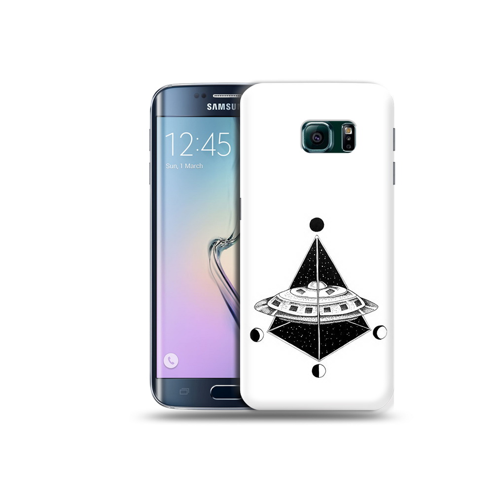

Чехол MyPads Tocco для Samsung Galaxy S6 Edge черно белая летающая тарелка, Прозрачный, Tocco