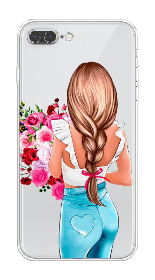 

Чехол на Apple iPhone 7 Plus "Девушка с цветами", Коричневый;розовый;голубой, 10750-1