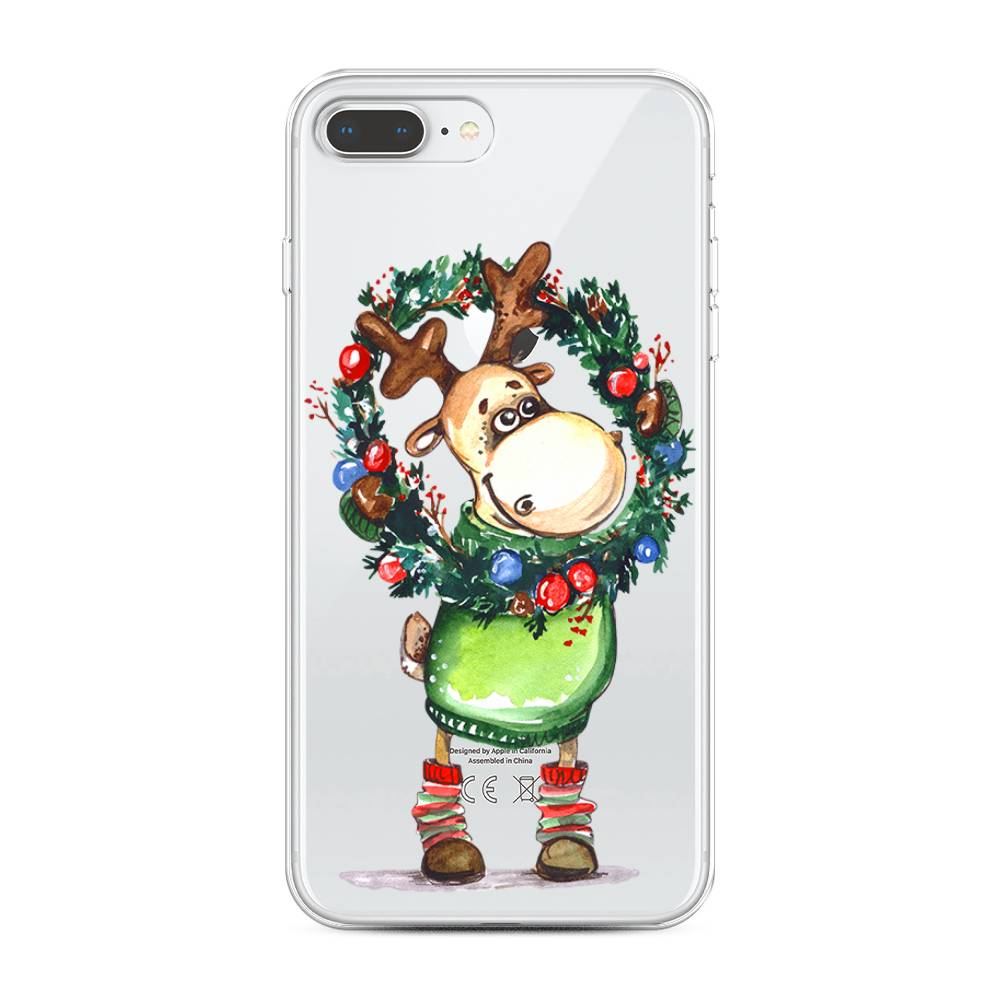 

Чехол на Apple iPhone 7 Plus "Олень с новогодним венком", 10750-4