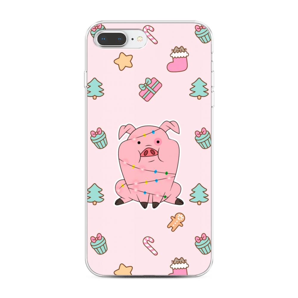 

Чехол на Apple iPhone 7 Plus "Розовая свинка", Розовый;зеленый, 10750-5