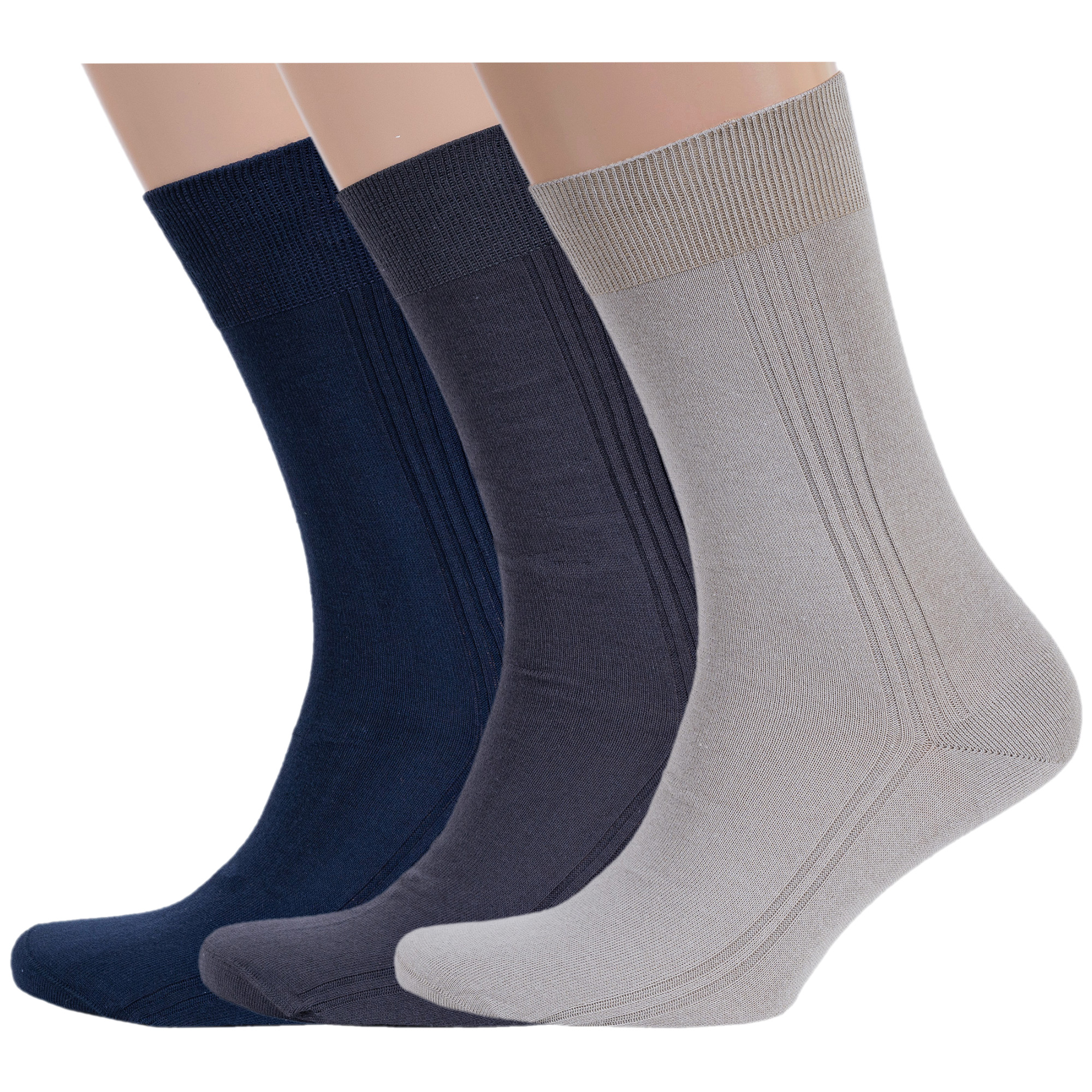 

Комплект носков мужских Rusocks бежевых; синих; серых, Бежевый;синий;серый, 3-М3-11001