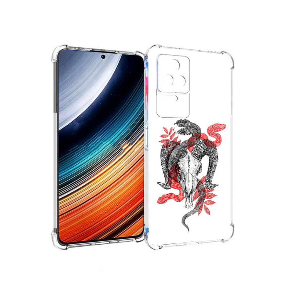 

Чехол MyPads змея в черепе рисунок для Xiaomi Redmi K40S/Poco F4, Прозрачный, Tocco