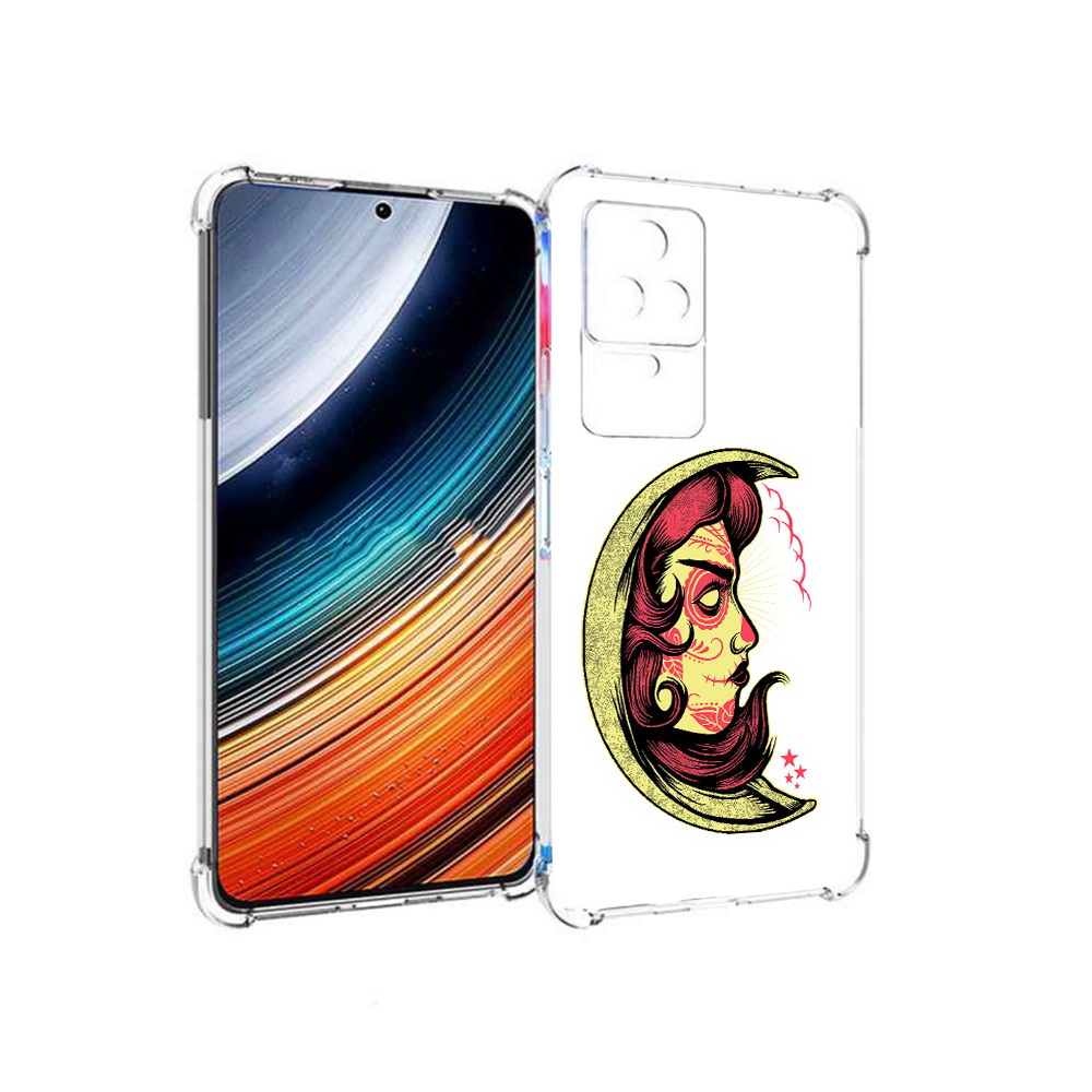 

Чехол MyPads желтый полумесяц с лицом девушки для Xiaomi Redmi K40S/Poco F4, Прозрачный, Tocco