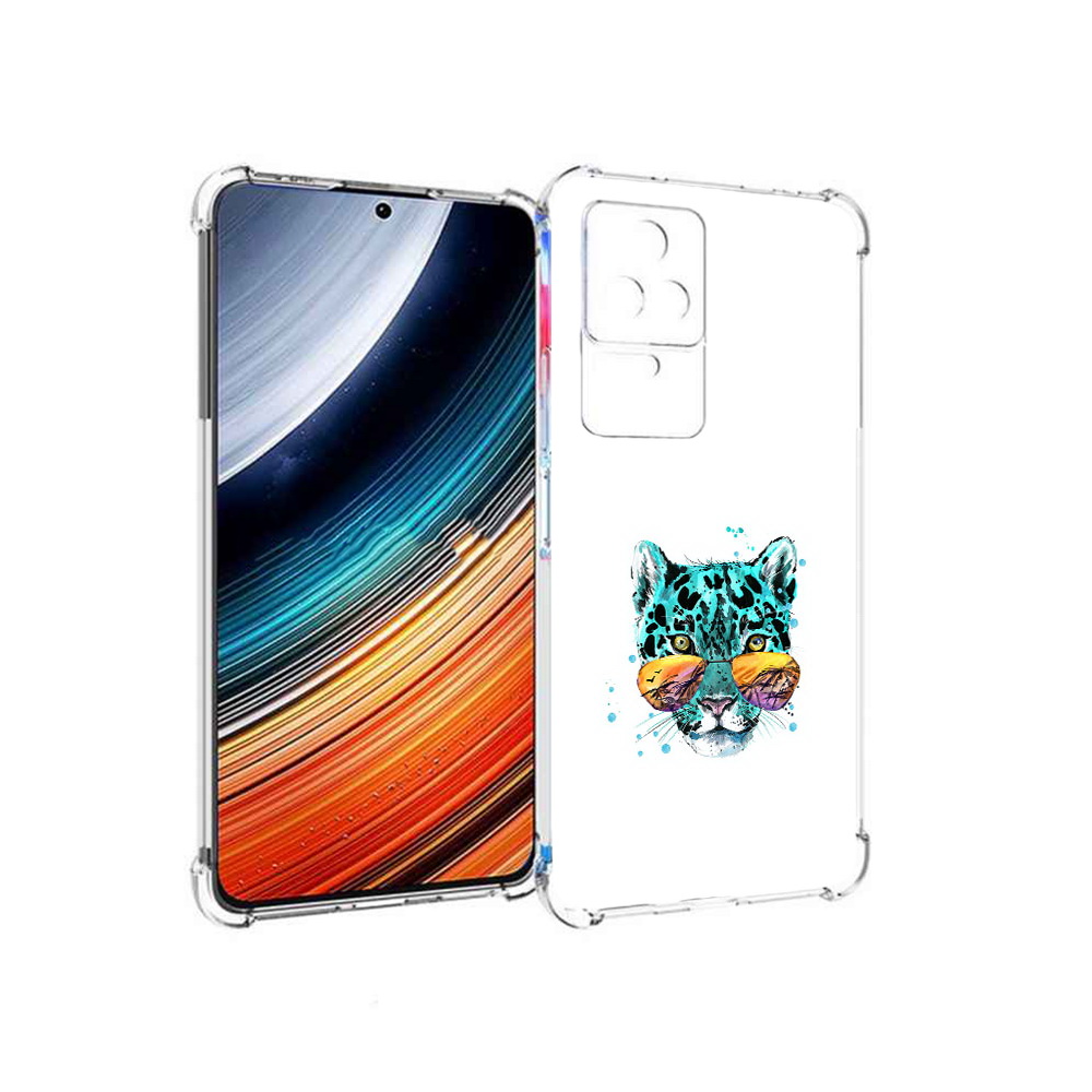 Чехол MyPads голубой лео для Xiaomi Redmi K40S/Poco F4
