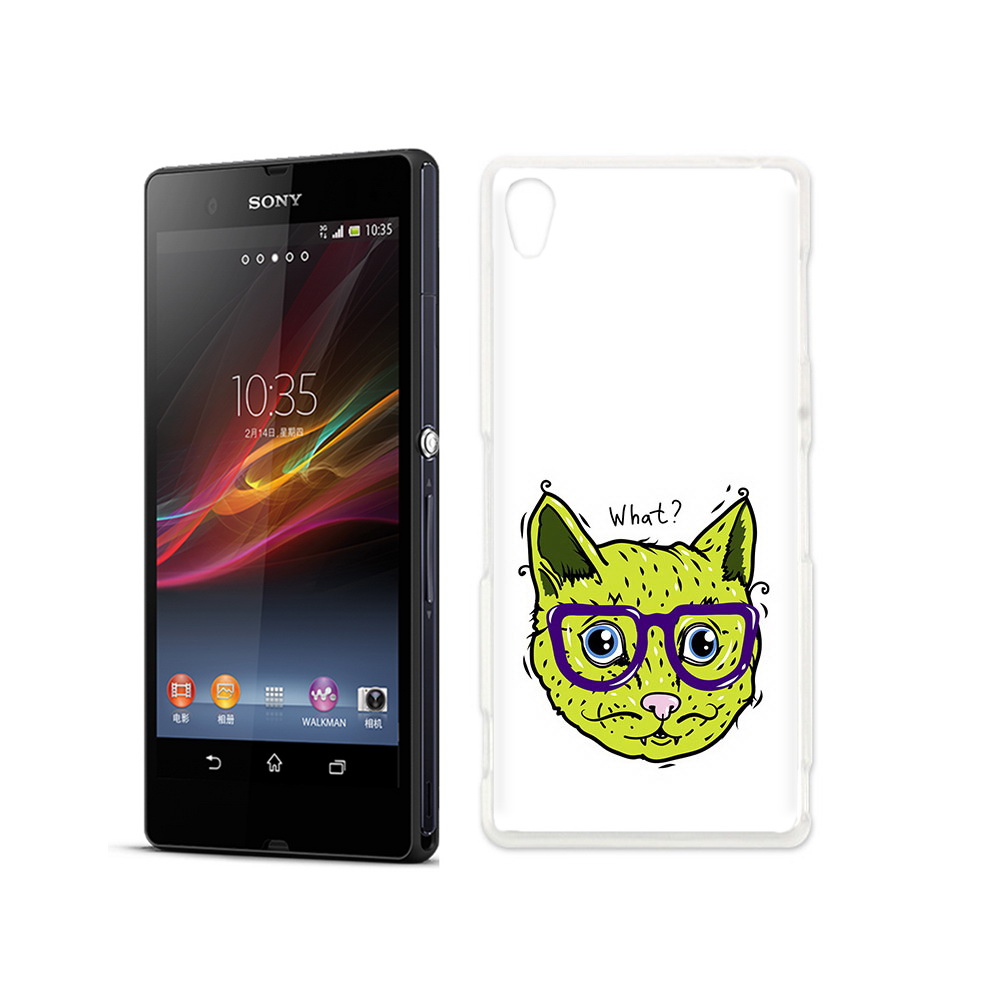 

Чехол MyPads Tocco для Sony Xperia Z Зеленый кот, Прозрачный, Tocco