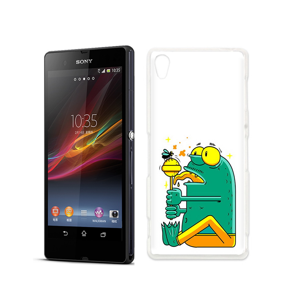 

Чехол MyPads Tocco для Sony Xperia Z Зеленая лягушка с чупа чупсом, Прозрачный, Tocco