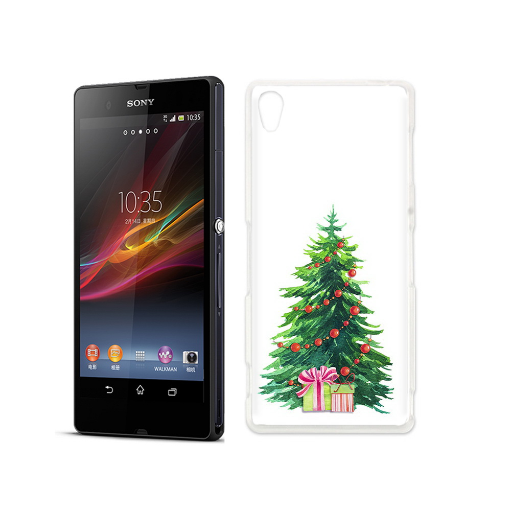 Чехол MyPads Tocco для Sony Xperia Z Елка новогодняя с подарками акварель