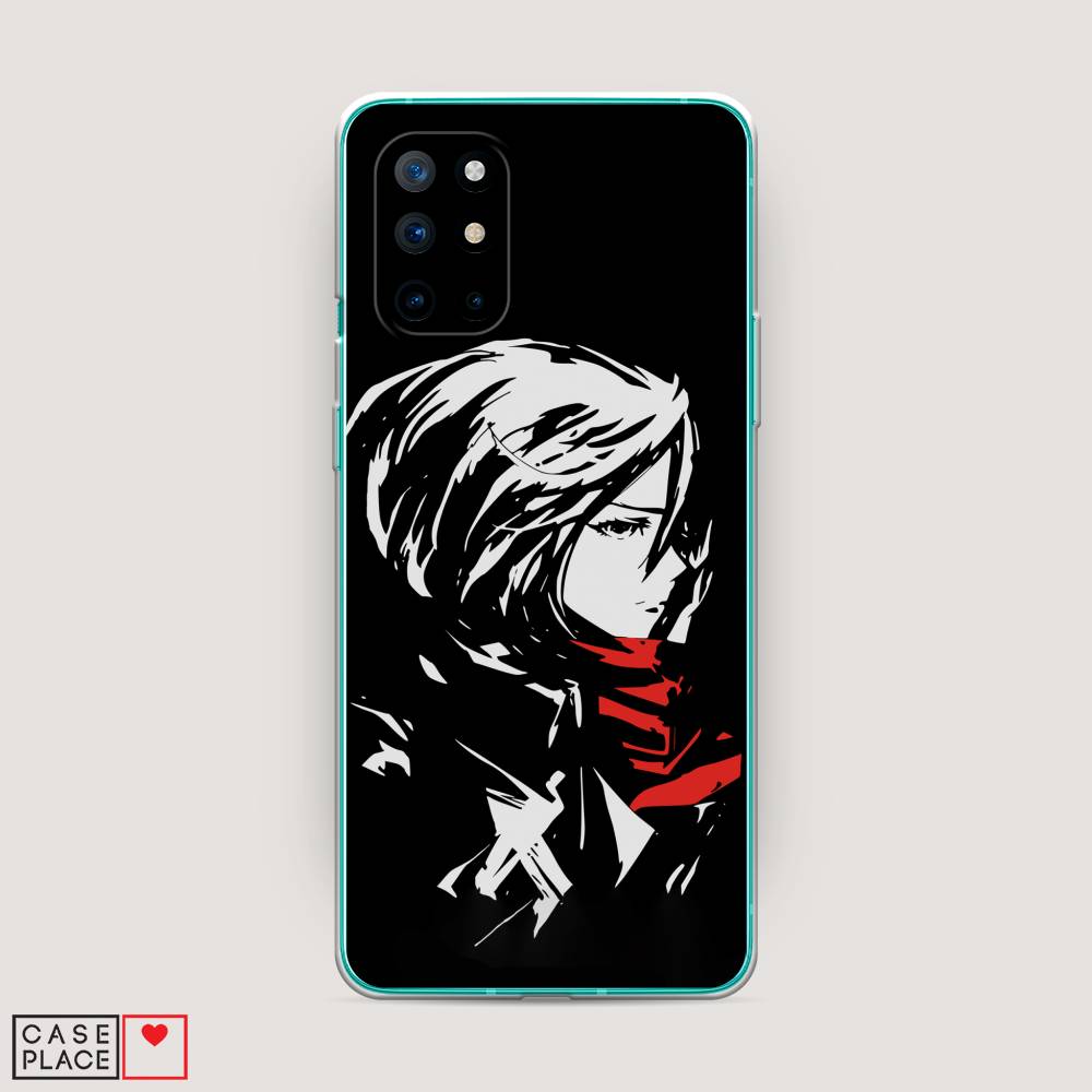 

Чехол на OnePlus 8T "Микаса минимализм", Черный;серый;красный, 151150-4