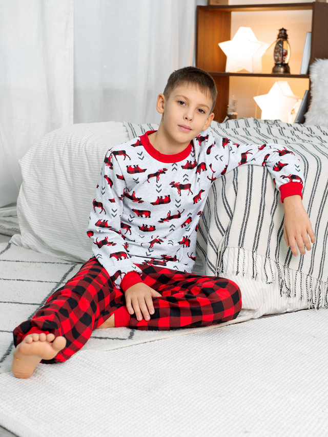 Пижама детская LIDEKO kids М70-16 цв. серый; красный р. 152