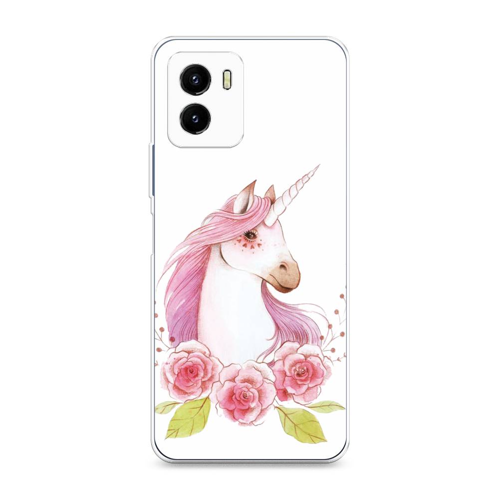 

Чехол на Vivo Y10 "Единорог цветы", Белый;розовый;серый, 266450-1