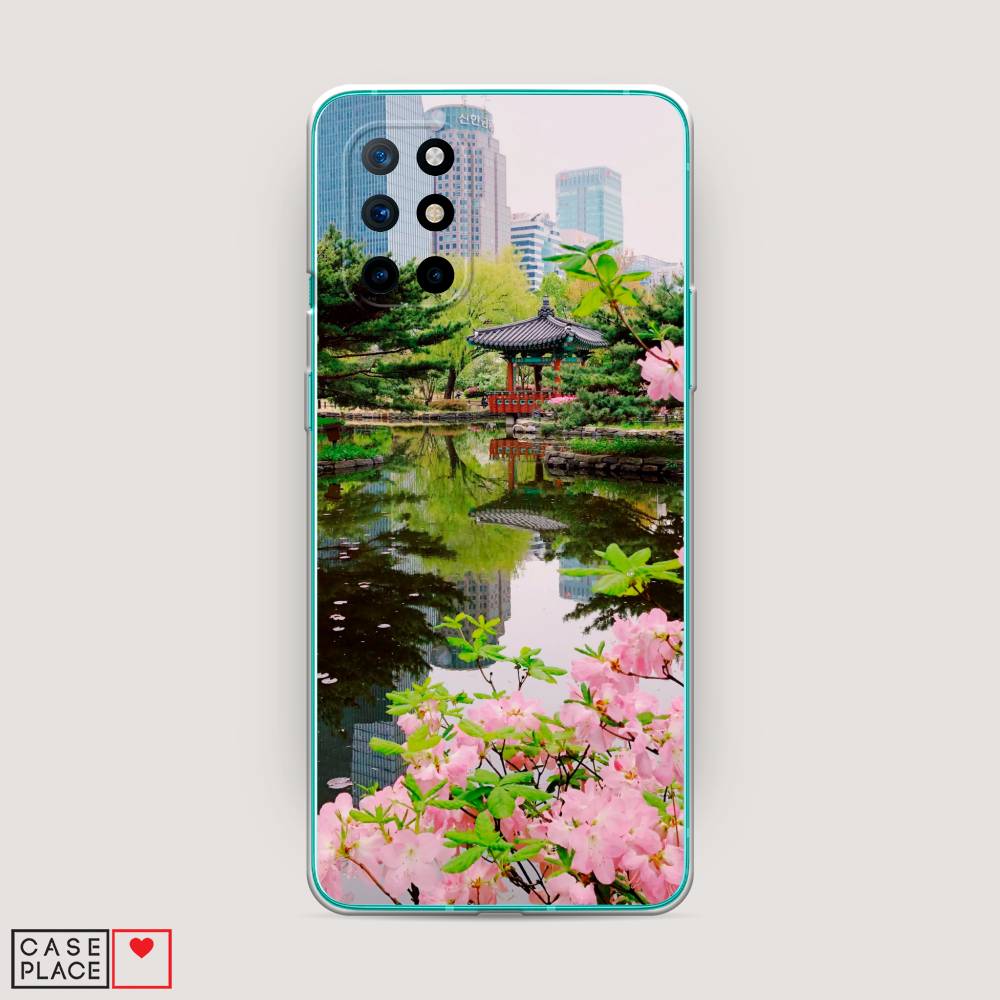 

Чехол на OnePlus 8T "Сакура возле озера", Зеленый;розовый;голубой, 151150-2