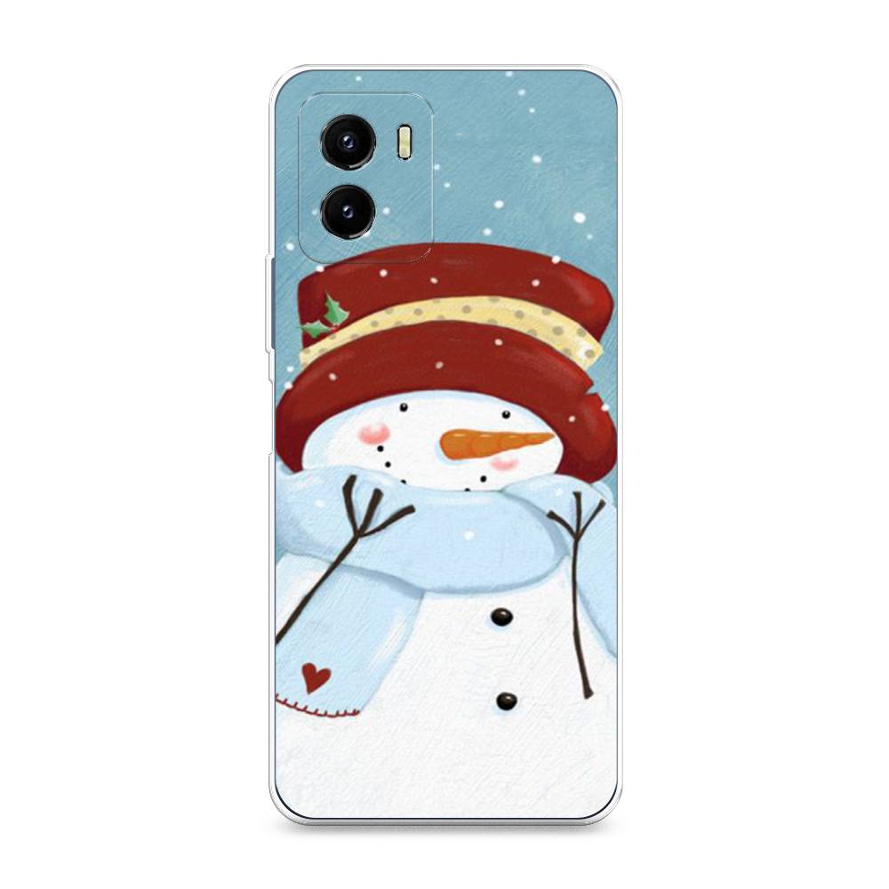 

Чехол на Vivo Y10 "Застенчивый снеговик", Голубой;белый;красный, 266450-5