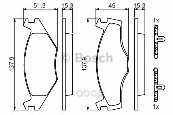 

Тормозные колодки Bosch передние дисковые 986468871, Колодки тормозные дисковые | перед |