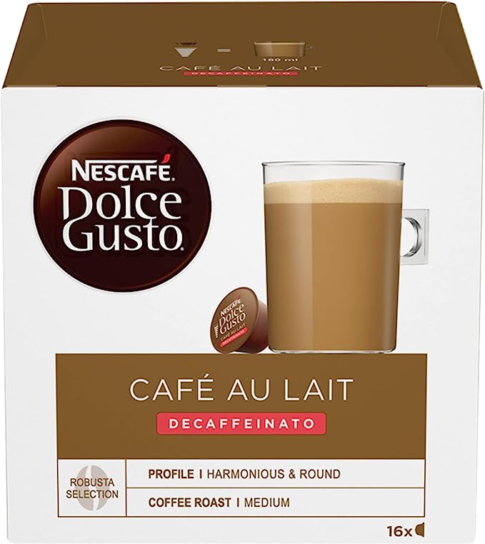 Капсулы для кофе Nescafe Dolce Gusto Cafe Au Lait Decaffeinato, 16 капсул