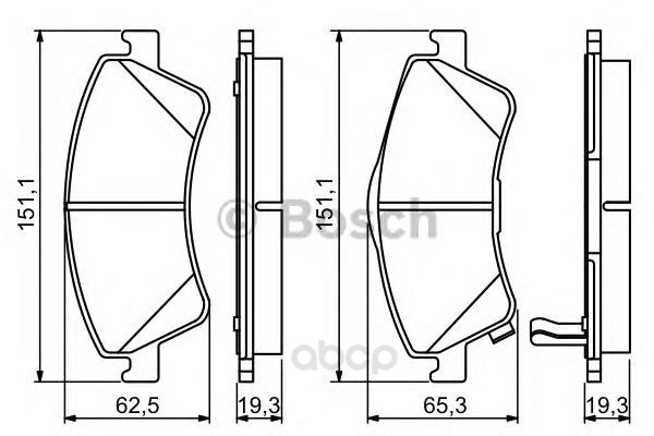 

Тормозные колодки Bosch передние дисковые 986494187, Колодки тормозные дисковые | перед |