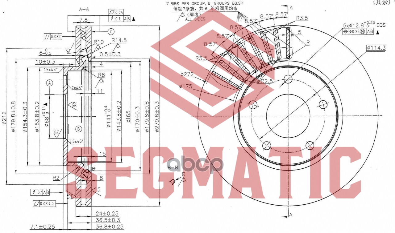 Тормозной диск SEGMATIC передний для Nissan Juke 2010- SBD30093148