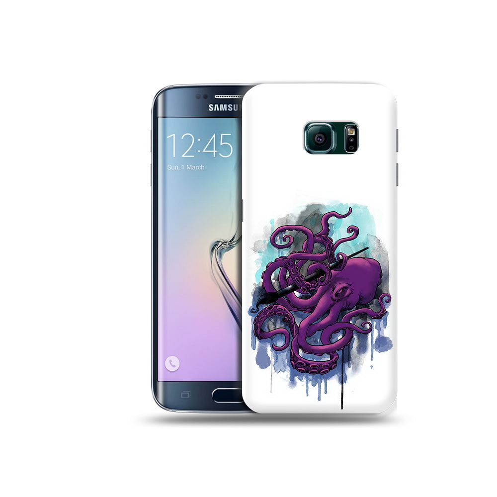 

Чехол MyPads Tocco для Samsung Galaxy S6 Edge фиолетовый осьминог, Прозрачный, Tocco